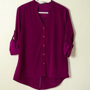 Express magenta button down top size medium